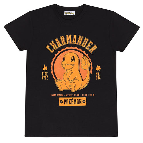 Pokémon - Collegiate Charmander - Camiseta negra