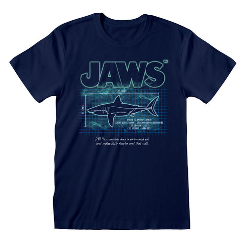 Jaws - Great White Info - T -Shirt Navy