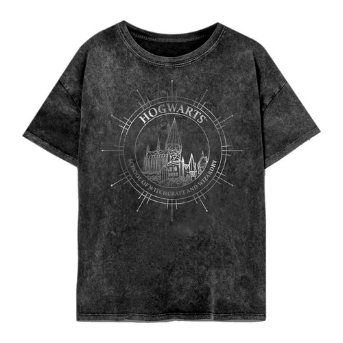 Harry Potter - Costallazione di Hogwarts (T -shirt di Wories Acid Wash) - Collezione Super Heroes - T -shirt unisex di lavaggio acido