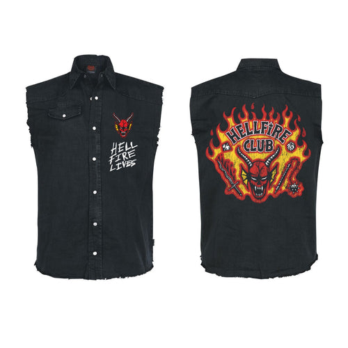 STRANGER THINGS - HELLFIRE DISTRESSED - SLEEVELESS WORK SHIRT