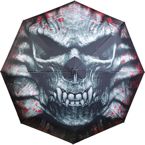 SPIRAL - GOTH SKULL - COMPACT TRAVEL UMBRELLA WITH AUTO OPEN & CLOSE