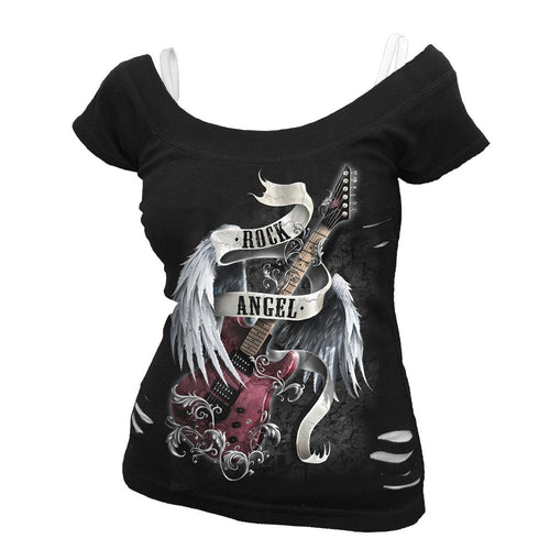 SPIRAL - ROCK ANGEL - 2IN1 WHITE RIPPED TOP BLACK