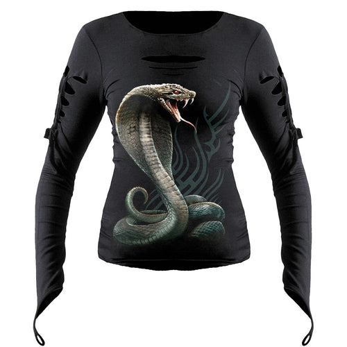 Tatuaje de serpiente - Negro de guante gótico cortado