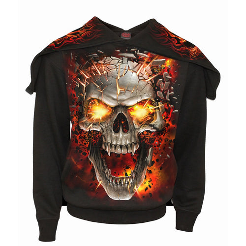 BLAST SKULL - Split Zip Hoody Black