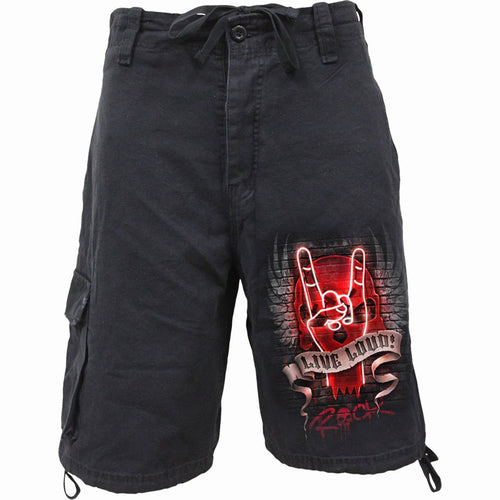 Live Loud - Shorts de cargaison vintage noirs