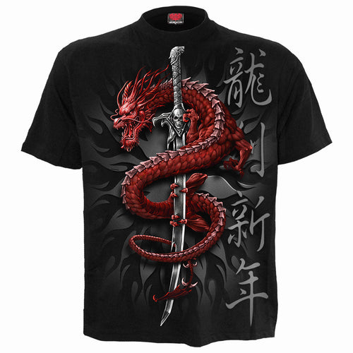 Orientalischer Drache - T -Shirt schwarz