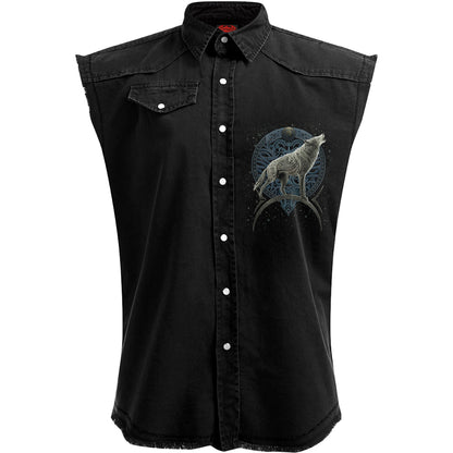 SPIRAL - CELTIC WOLF - Sleeveless Stone Washed Worker Black