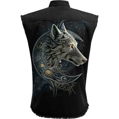 SPIRAL - CELTIC WOLF - SLEEVELESS STONE WASHED WORKER BLACK