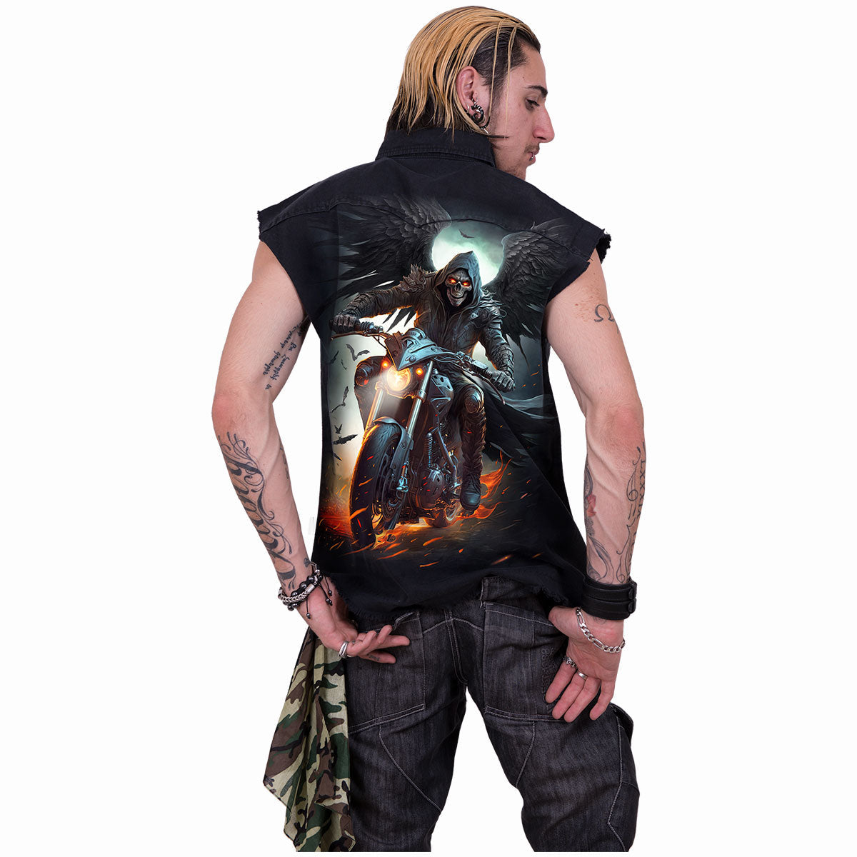 SPIRAL - NIGHT RIDER - SLEEVELESS STONE WASHED WORKER