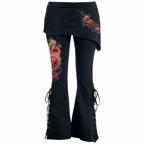 SPIRAL - SHENLONG - 2IN1 BOOT-CUT LEGGINGS WITH MICRO SLANT SKIRT