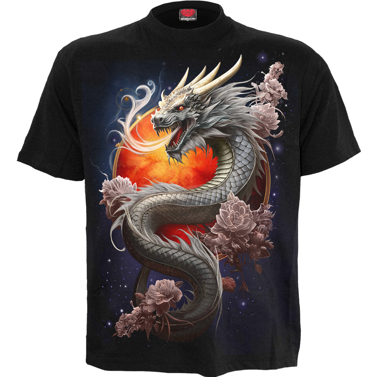 SPIRAL - SUN DRAGON - Front Print T-Shirt Black