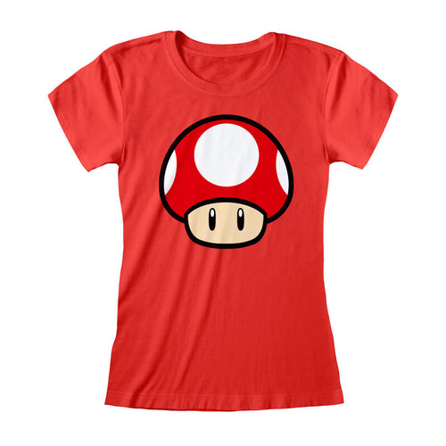 Nintendo Super Mario - Power -up -Pilz (sitzt) - Unisex ausgestattet rotes T -Shirt