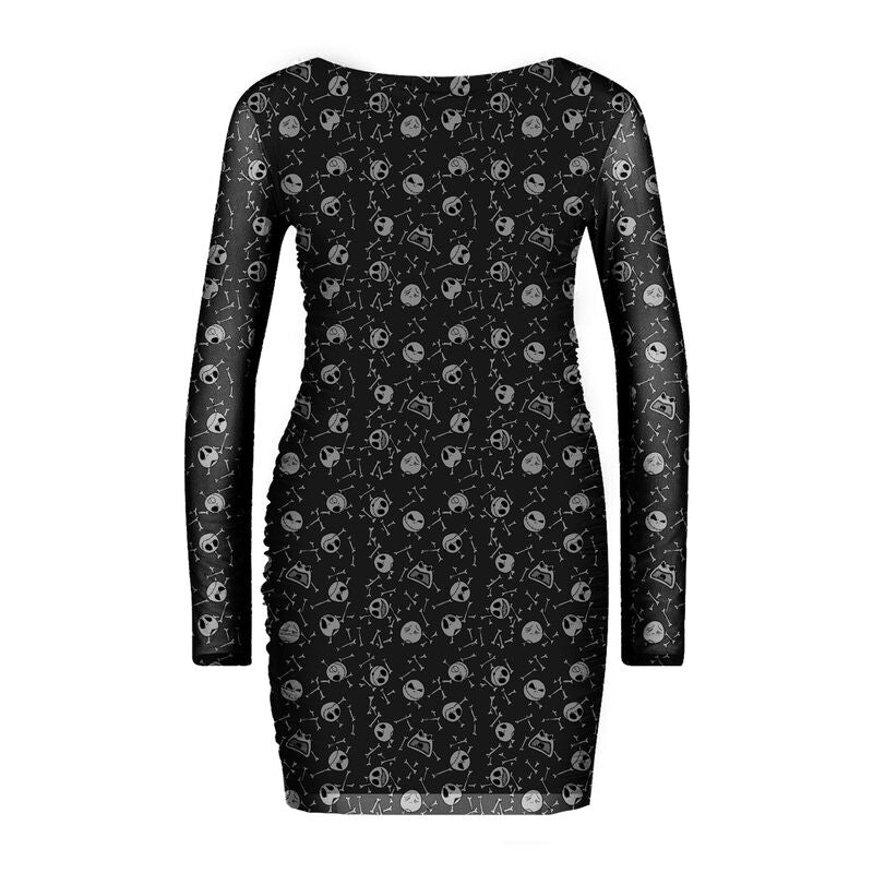 Nightmare Before Christmas - AOP Skulls - Womens Mesh Dress