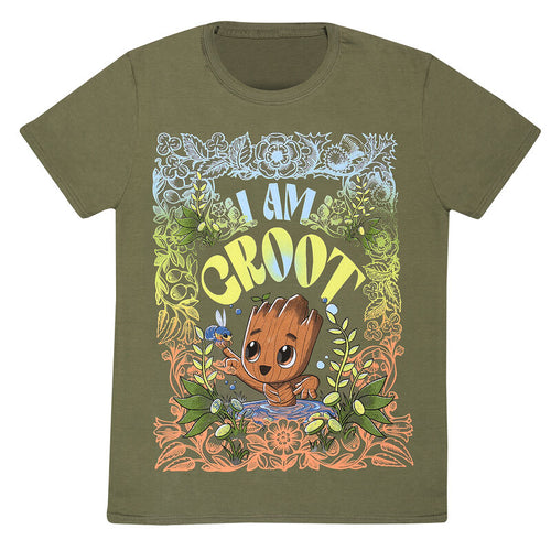 Marvel Studios Ich bin Groot - siebziger Stil - T -Shirt Olive