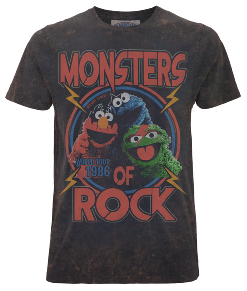 Famous Forever - Sesame Street - Monsters of Rock - T-shirt lavé noir