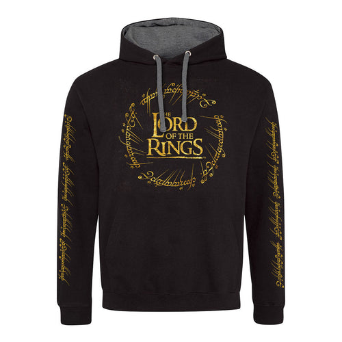 Lord of the Rings - Gold Folienlogo Unisex Pullover Hoodie Kontrast - Super Heroes Collection - Pullover Hoodie