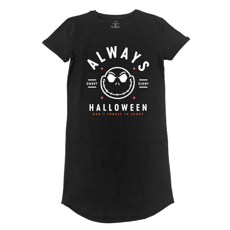 Nightmare Before Christmas - Always Halloween - Ladies T-Shirt Dress - Unisex Black T-Shirt Dress