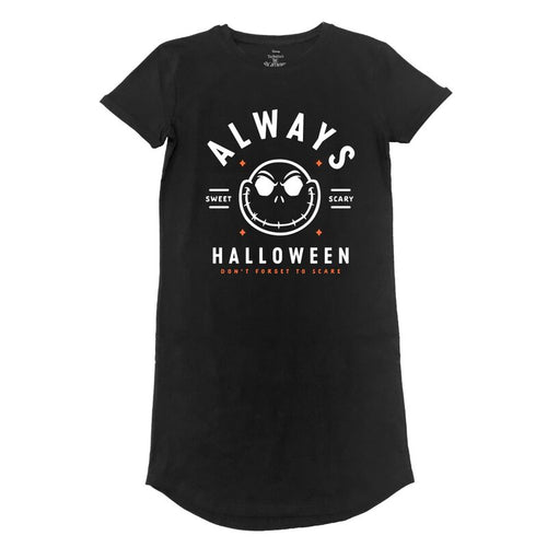 Nightmare Before Christmas - Toujours Halloween - Robe de t-shirt pour dames - Robe de t-shirt noir unisexe