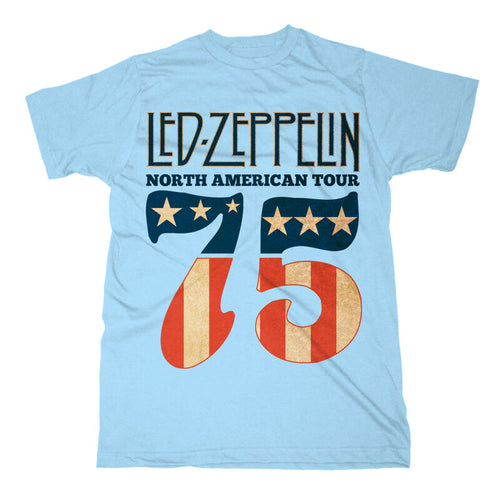 Led Zeppelin - 1975 Nordamerikanische Tour Blue T - T -Shirt Blue Blau