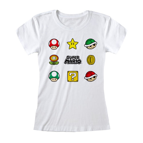 Nintendo Super Mario - Articles (ajustés) - T-shirt blanc ajusté