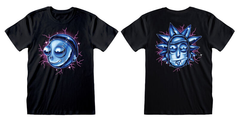 Rick And Morty - Chrome Effect (Front & Back) - Unisex Black T-Shirt  