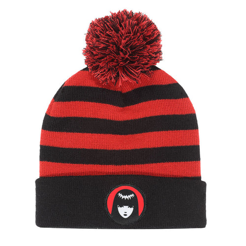 Emily the Strange - Emily der seltsame - gestreifte Pom Beanie - Beanie Pom