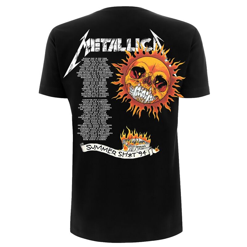 Metallica - Flaming Skull Tour 94 Black T - T-Shirt Black