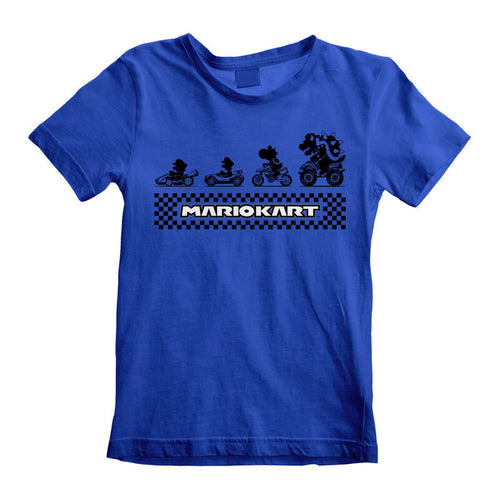 Nintendo Super Mario Kart - Siluetas (niños) - Camiseta azul