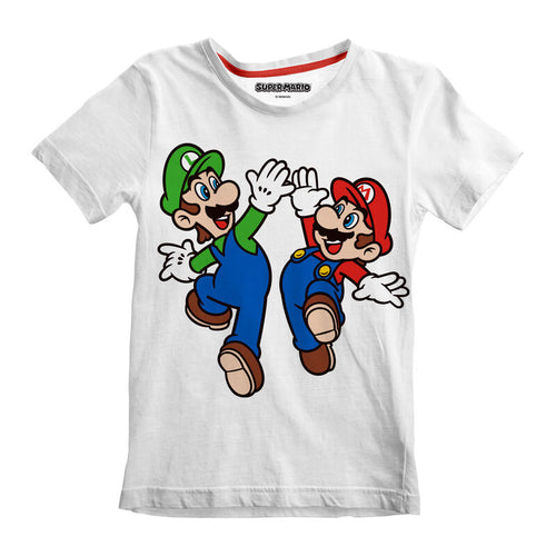 Super Mario - Mario und Luigi - Kinder T -Shirt Weiß