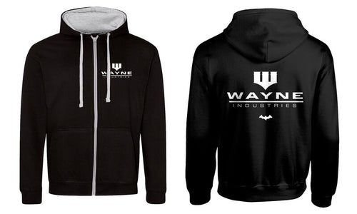 Batman - Wayne Industries contrasto con cappuccio zippato unisex - Collezione Super Heroes - Zippa con cappuccio