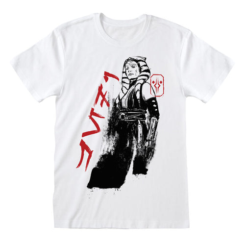 Star Wars Ahsoka - Testo di inchiostro - T -shirt bianco