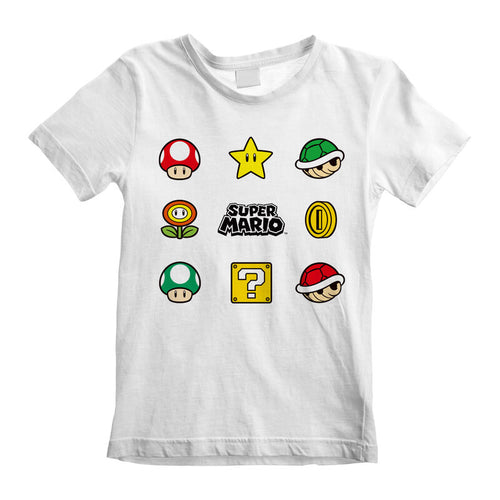 Nintendo Super Mario - Artikel (Kinder) - Kinder T -Shirt Weiß