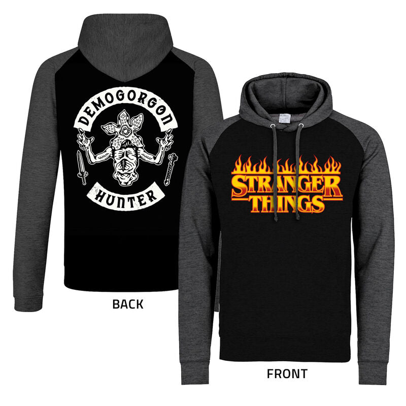 Stranger Things - Flaming Logo - Super Heroes Collection -Unisex Black Contrast Hoodie