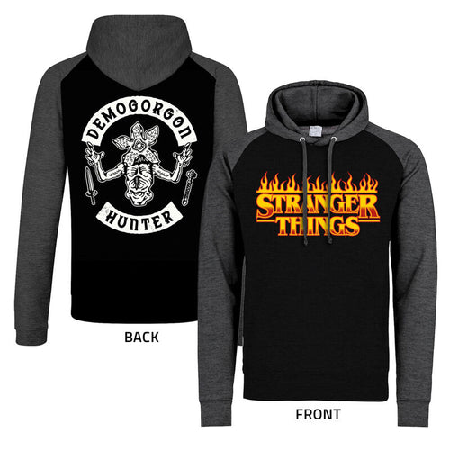 Stranger Things - Flaming Logo - Super Heroes Collection -unisex Black Contrast Hoodie