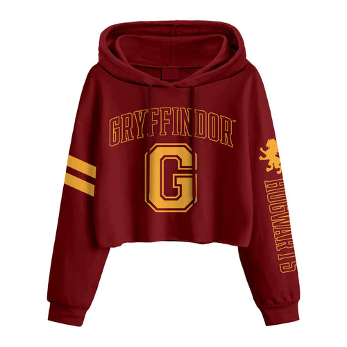 Harry Potter - Gryffondor de style collégial (dames à capuche recadrée) - Collection Super Heroes - Sweat à capuche recadré