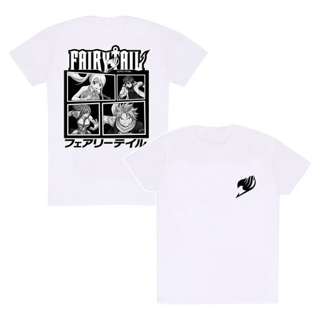 Fairytail - Logo & BW Personnages - T-shirt blanc